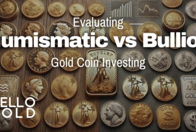 A comparison of numismatic gold coins featuring intricate designs and historical significance, alongside modern gold bullion coins emphasizing purity and investment value, used to highlight the differences between numismatic and bullion gold coin investing.